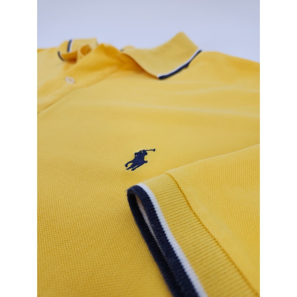 Polo Ralph Lauren Mens 2XLT Yellow Tipped Pique Polo Shirt Tall Short Sleeve